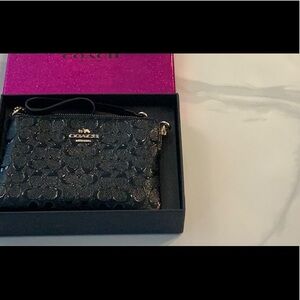 Coach Black Embossed Wristlet